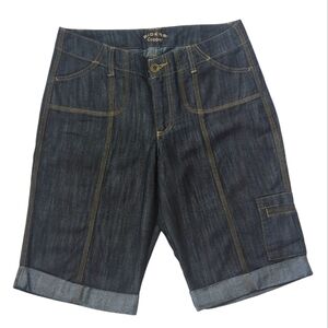 Riders Copper Bermuda Cuffed Denim Jean Shorts 9/10 M Dark Wash Blue